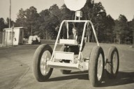 Wernher von Braun driving the lunar rover prototype in 1966 (Photo: The Huntsville Times/Bob Gathany)