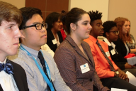 Students waiting to present at the Young Entrepreneurs Academy competition (Photo: Robert DeWitt/Alabama NewsCenter)