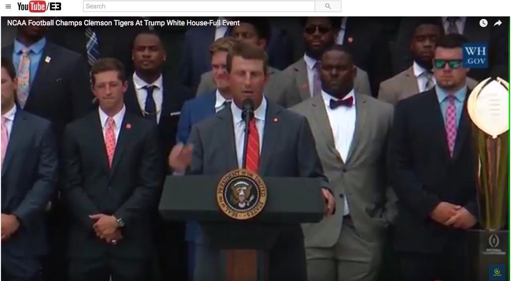 Trump welcomes NCAA champion football team to White House