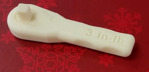 A tool made on the International Space Station using a 3-D printer.