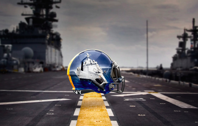 Littoral Combat Ship appears on NAVY helmets for the 2015 Army-Navy game.