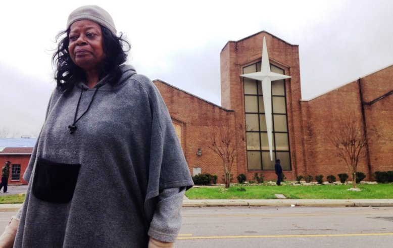Ruthie Green, deaconess at Hopewell Missionary Baptist Church in the Hillman Station neighborhood in Birmingham, which was damaged by the tornado. (Michael Sznajderman/Alabama NewsCenter) 