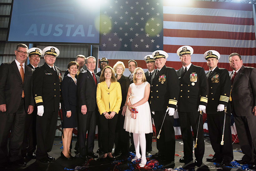 USNS Carson City (EPF 7) christening ceremony participants. (courtesy Austal)