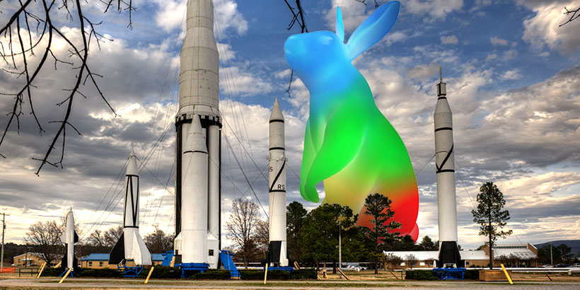 The Google Fiber "bunny" logo at the Huntsville Space and Rocket Center.