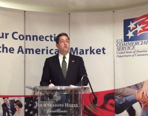 Mobile Area Chamber of Commerce CEO Bill Sisson speaks at a press conference in Casablanca where the chamber announced the signing of a trade memo with the American Chamber of Commerce in Morocco.