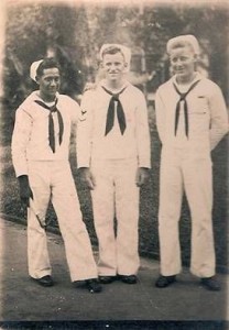 Horace Taylor, center, surrounded by fellow sailors. (Contributed)