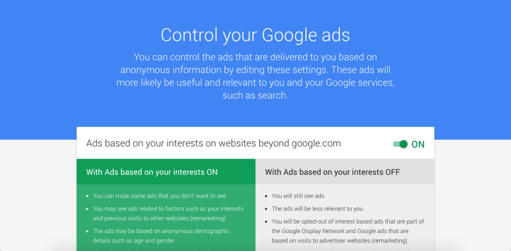 Control Google Ads page