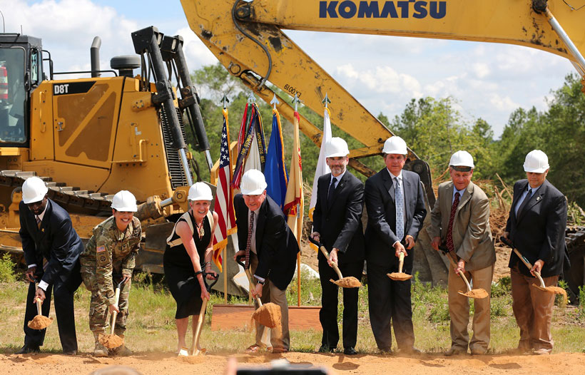 Officials from Alabama Power, the Army and other federal agencies break ground on the company’s second, large-scale solar energy project. at Fort Rucker on Thursday, June 2, 2016. (Mike Kittrell/Alabama NewsCenter)
