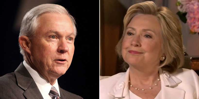 Sen. Jeff Sessions (left) and former Secretary of State Hillary Clinton (right)