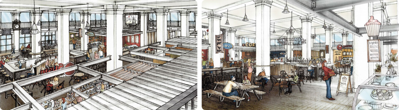The food hall at the Pizitz building will have a variety of foods and a bar in the center. (contributed)