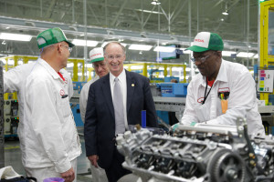 Gov. Robert Bentley tours the Honda Alabama plant. The auto sector has been a key driver of job growth for the state.