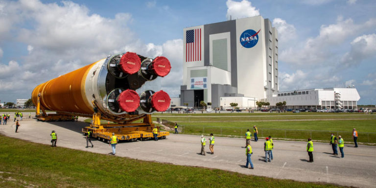 Boeing's Huntsville-managed moon rocket core stage arrives at Kennedy