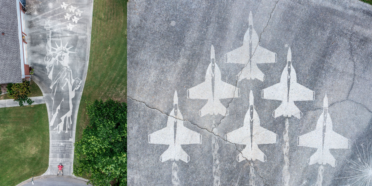 WATCH: Alabama man turns driveway into patriotic masterpiece using a pressure washer