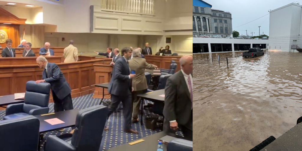 Alabama State House flooding evacuation 