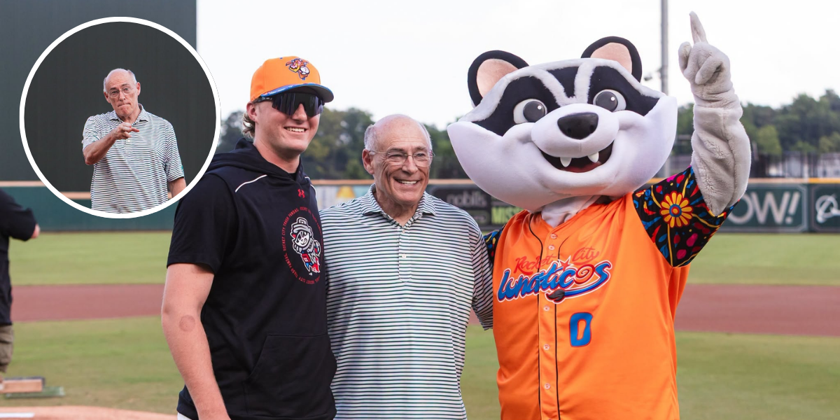 James Spann throws first pitch at Rocket City Trash Pandas game
